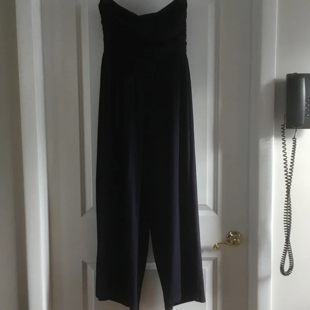 Susana Monaco Midnight Ruched Strapless Jumpsuit - Medium - Picture 6 of 9